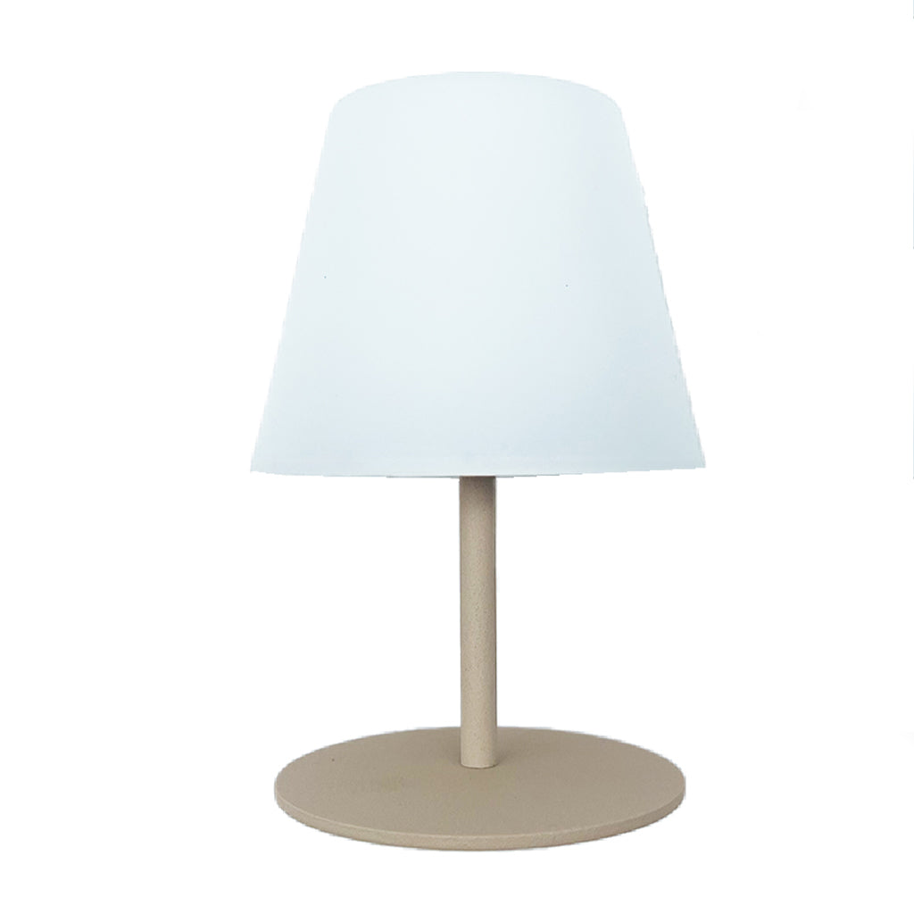 Mini lampe de table sans fil pied en acier beige LED blanc chaud TWINS SOLO CREAM H16cm