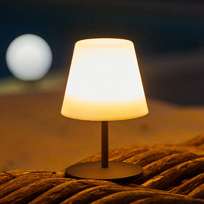 Mini lampe de table sans fil pied en acier gris LED blanc chaud TWINS SOLO ROCK H16cm