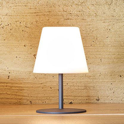 Mini lampe de table sans fil pied en acier gris LED blanc chaud TWINS SOLO ROCK H16cm