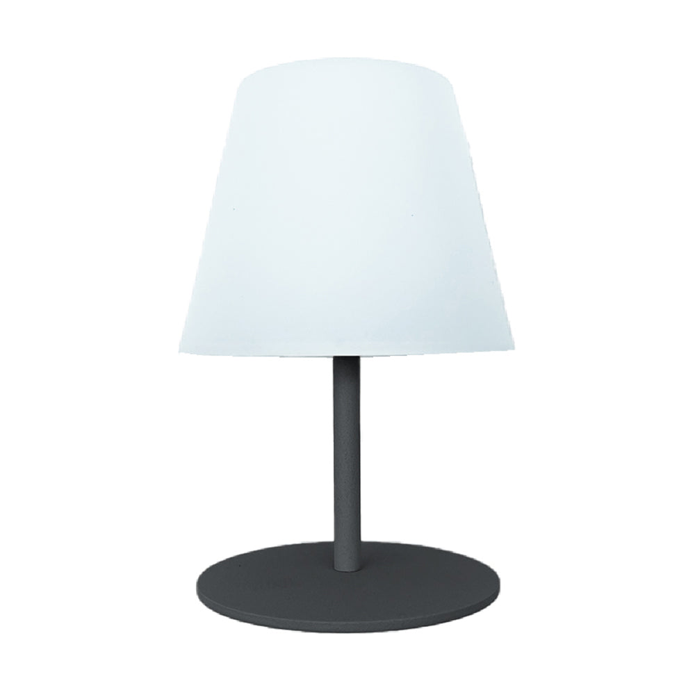 Mini lampe de table sans fil pied en acier gris LED blanc chaud TWINS SOLO ROCK H16cm