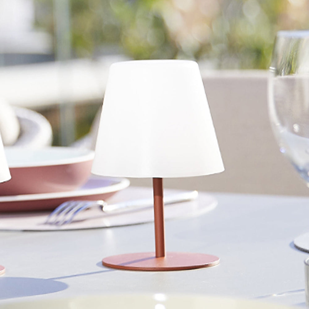 Mini lampe de table sans fil pied en acier terracotta LED blanc chaud TWINS SOLO TERRA H16cm