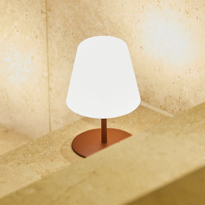 Mini lampe de table sans fil pied en acier terracotta LED blanc chaud TWINS SOLO TERRA H16cm