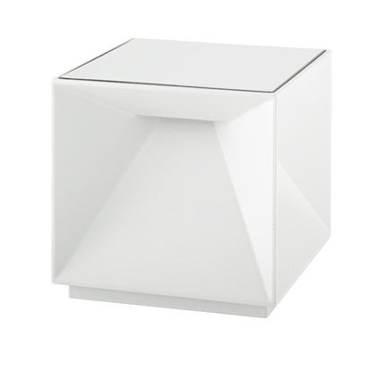 Mini lampe de table cubique en aluminium blanc LED blanc chaud dimmable CUBOX MINI WHITE H8cm