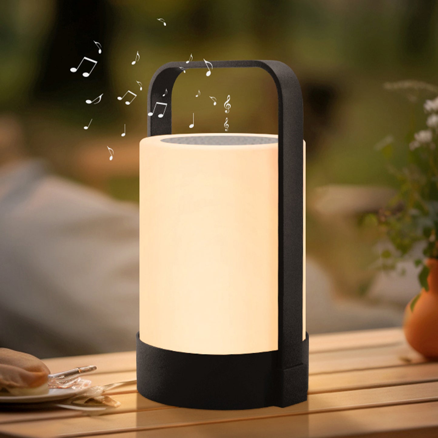 Lampe enceinte bluetooth sans fil LED blanc/multicolore dimmable NINA PLAY H22cm avec télécommande
