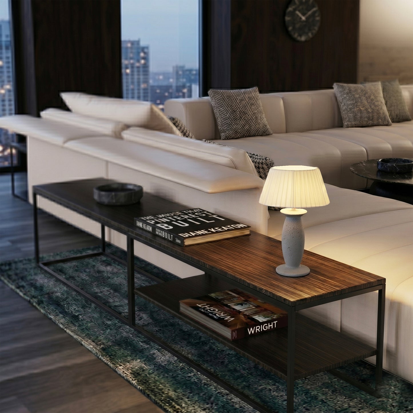 Lampe de table d'intérieur en béton avec ampoule LED rechargeable blanc chaud dimmable PING CEMENT H32,5 cm