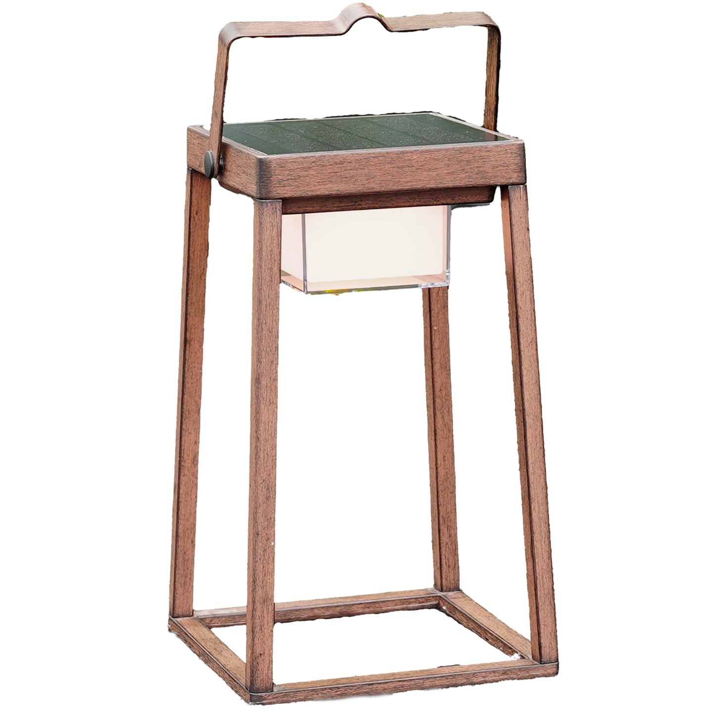 Lanterne solaire en aluminium revêtement effet bois LED blanc chaud VERONA H30cm