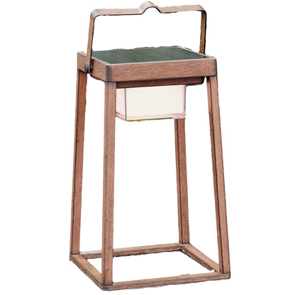 Lanterne solaire en aluminium revêtement effet bois LED blanc chaud VERONA H30cm