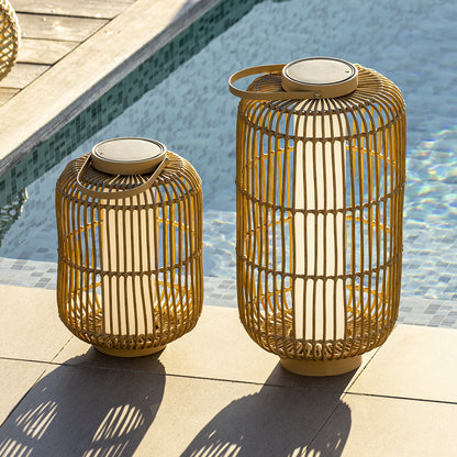 Lanterne Solaire Nomade LED FERIAN TALL H50cm - Métal Effet Bois Avec Base SUNNY SQUARE