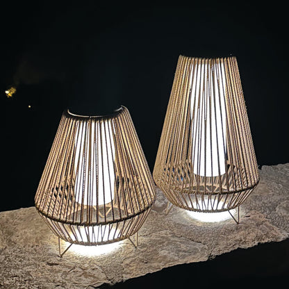 Lanterne solaire décorative avec base LED solaire rechargeable LED blanc chaud SALOMEA TALL H47cm