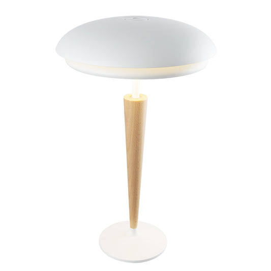 Lampe de table sans fil LED blanc chaud dimmable LAPIS pied en bois de hêtre H36cm