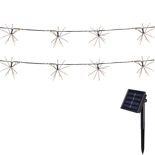 Lot de 2 guirlandes lumineuses solaires effet feu d'artifice 144 micro LED blanc chaud 2x FIREWORKS STRING LIGHT 4.2m