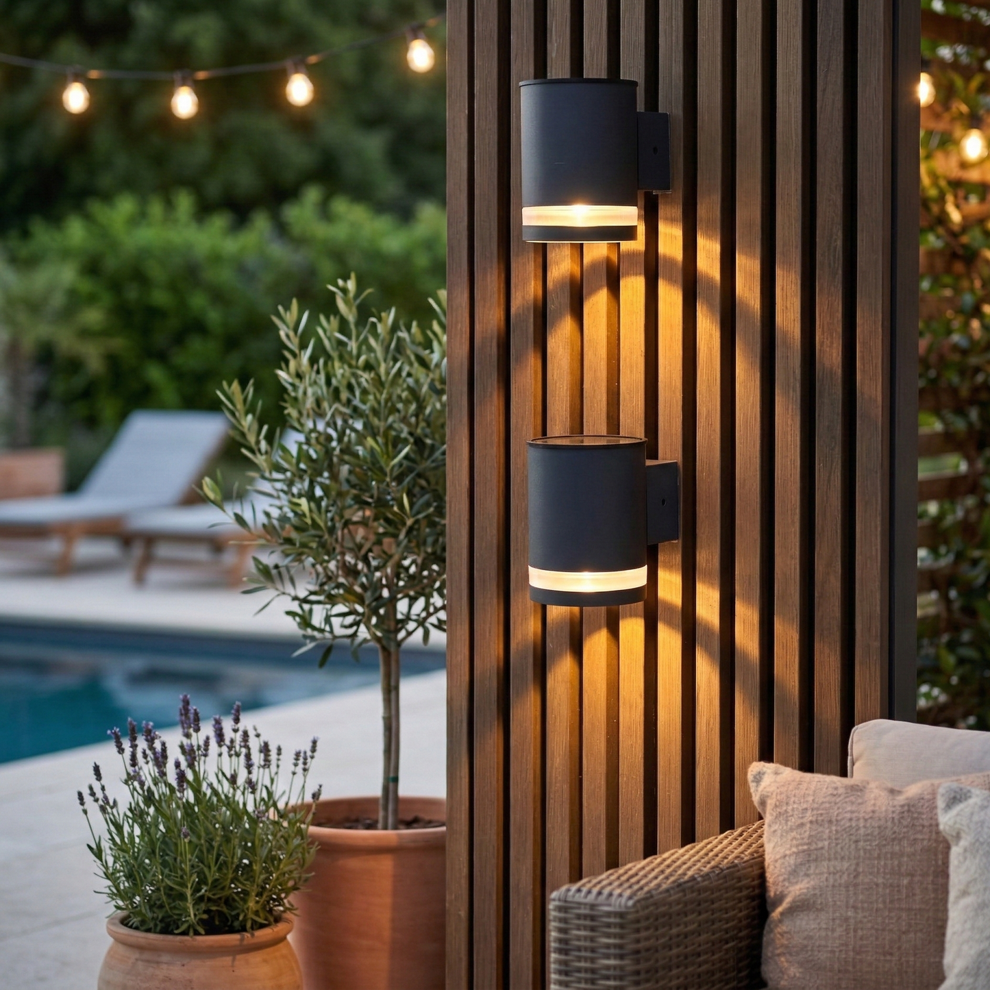 Lot de 2 Appliques Murales Solaires Gris Foncé HELIO - Design Cylindrique Moderne, LED à Lumière Blanc Chaud, Étanches et Idéales pour Jardin, Terrasse et Extérieur