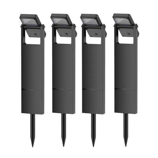 Lot de 4 potelets solaires orientables noirs LED blanc chaud 200 lumens IP65 4x BRITY H49cm