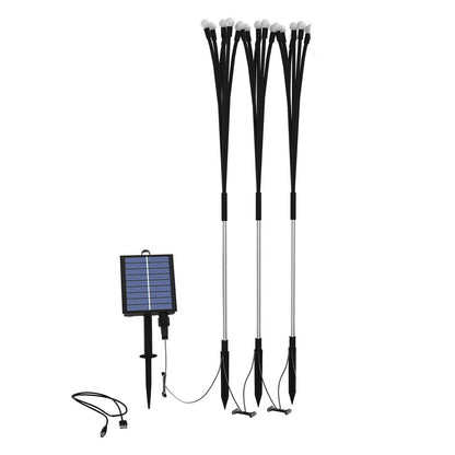 Lot de 3 torches solaires 30 boules lumineuses avec panneau solaire déporté LED blanc chaud LYRA FAMILY X3 H70cm