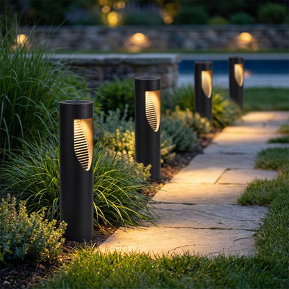 Lot de 4 balises solaires à piquer 4X GRILLY LED blanc chaud H34cm