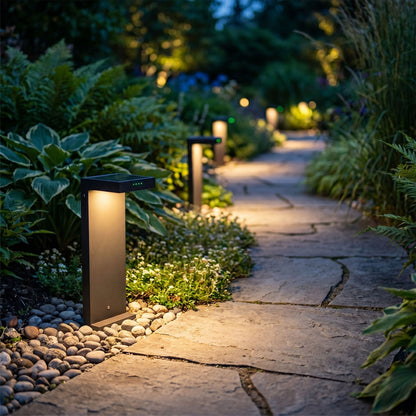 Borne solaire noire en aluminium LED puissant blanc chaud ALA MINI H40cm
