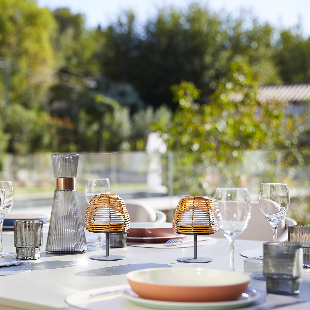 Lot de 4 minis lampes de table LED sans fil blanc dimmable 2X TWINS BOHEME H16cm