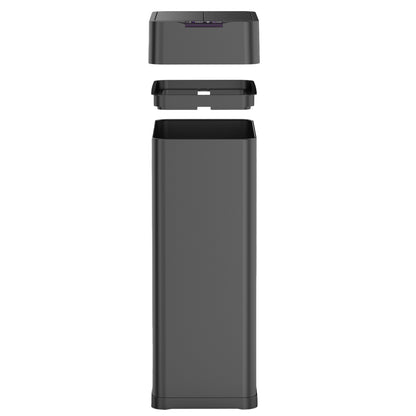 Poubelle de cuisine automatique 90L SILVERLAKE BLACK en acier Inox avec cerclage Ouverture papillon grande capacité