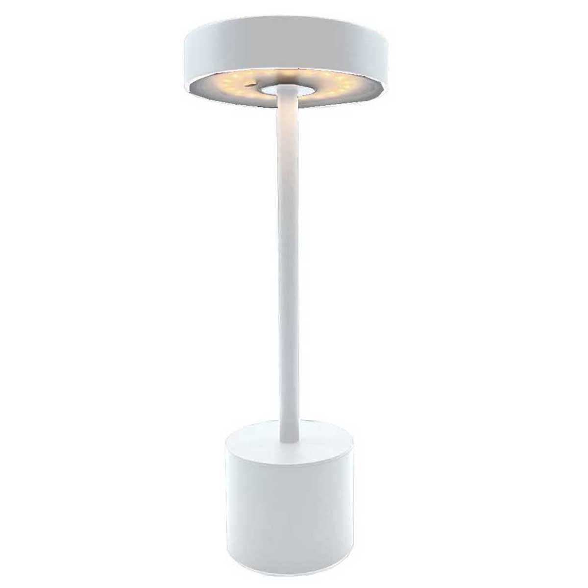 Lampe de table sans fil touch en aluminium blanc mat LED ROBY WHITE H30cm