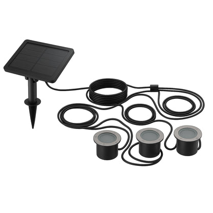 3 Spots Solaires bord de piscine avec Panneau solaire déporté 3x SOLPOOL LED Blanc chaud H10cm