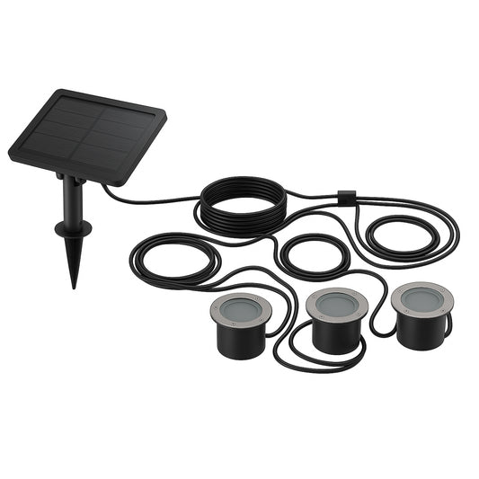 3 Spots Solaires bord de piscine avec Panneau solaire déporté 3x SOLPOOL LED Blanc chaud H10cm