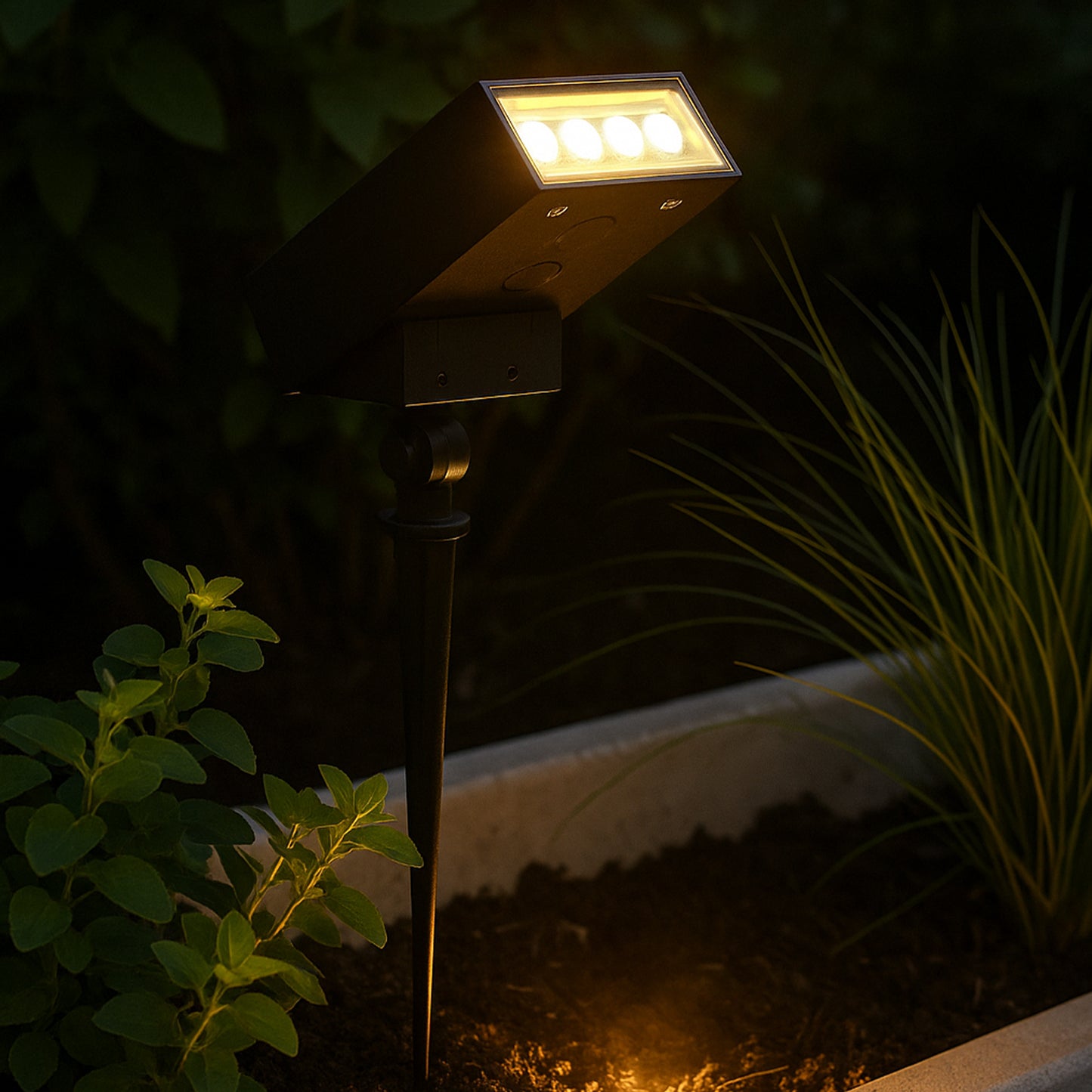 Spot Solaire Projecteur à piquer en aluminium dimmable LED blanc orientable 180° SOLTEK H23cm