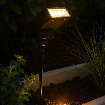 Spot Solaire Projecteur à piquer en aluminium dimmable LED blanc orientable 180° SOLTEK H23cm