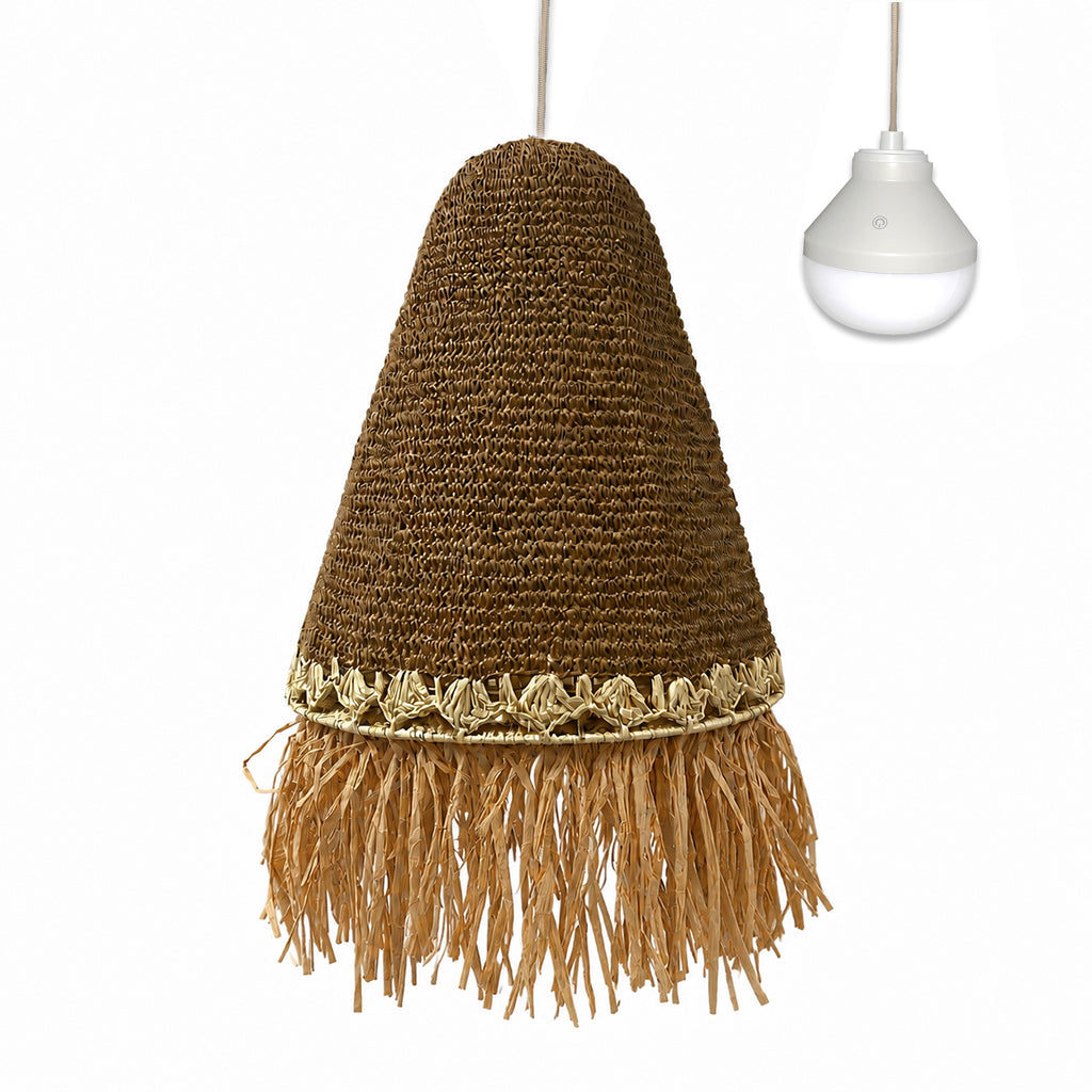 Suspension PALOMA NOMAD en herbe marine style bohème avec ampoule LED blanc/RGB nomade