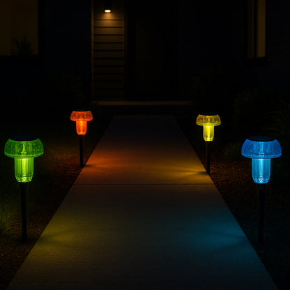 Lot de 4 balises solaires champignons multicolores 4x MUSHY H24cm