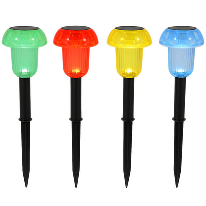 Lot de 4 balises solaires champignons multicolores 4x MUSHY H24cm