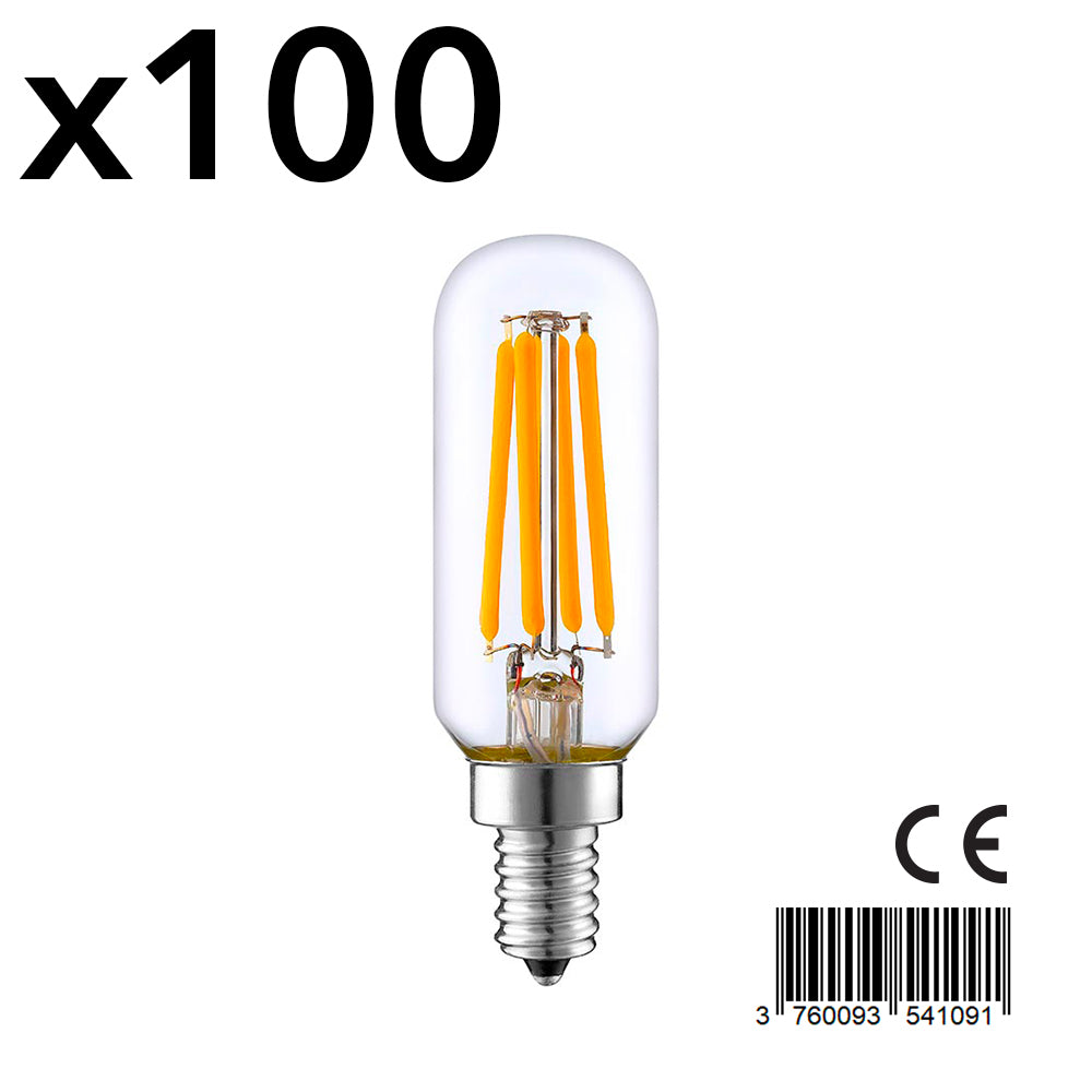 Pack of 100 LED filament bulb E14 warm white PLUTON T25 4W H9cm