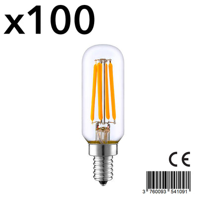 Lot de 100 Ampoule filament LED E14 blanc chaud PLUTON T25 4W H9cm