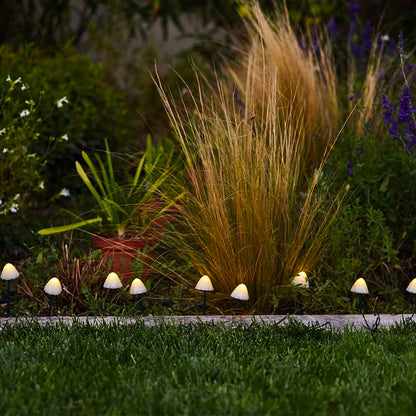 10 solar-powered mini-mushrooms to stick in CHAMPY driveway marking warm white LED 3.8m