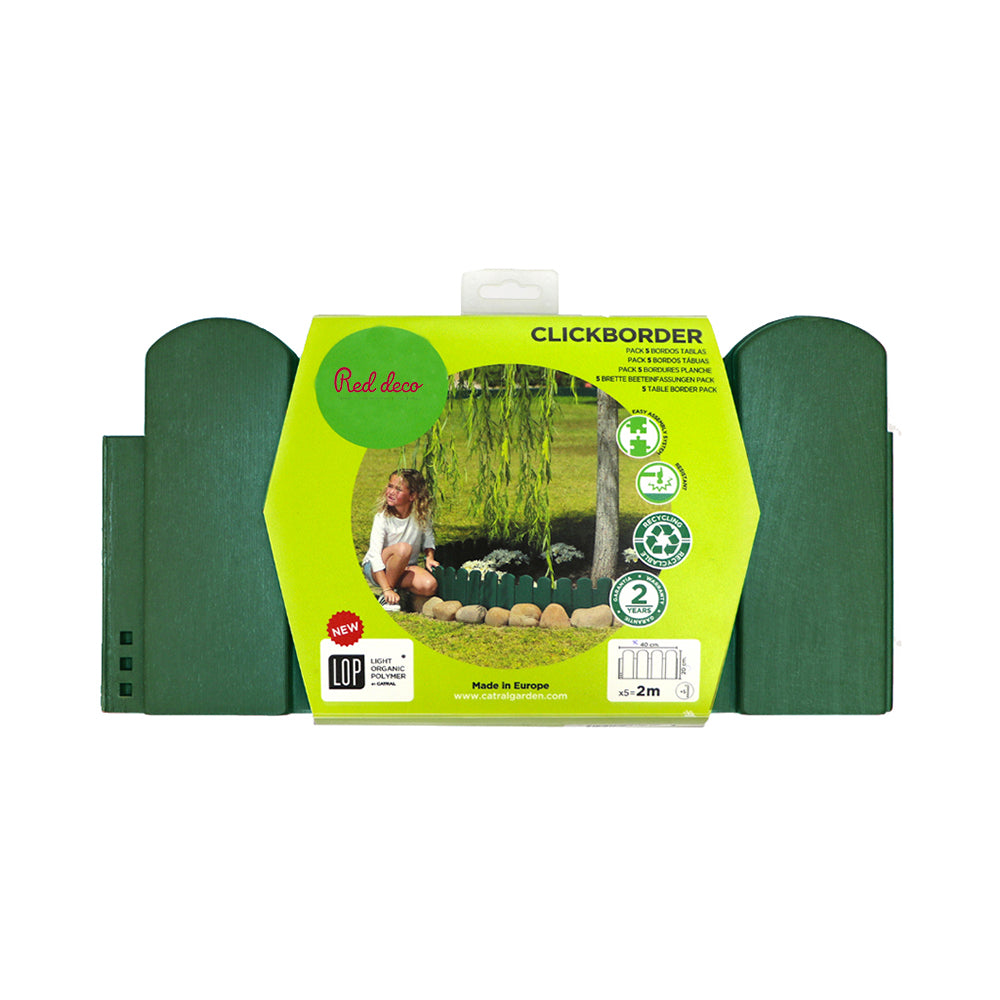 Pack 5 bordures de jardin plates L2m vert