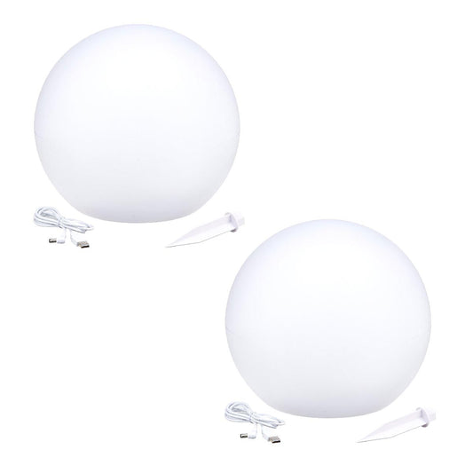 Lot de 2 Boules lumineuses solaire flottante à piquer ou à poser LED blanc/multicolore SOLSTY ∅30cm