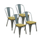 Lot de 4 chaises GASTON en métal gris style industriel avec assise en bois massif clair - REDDECO.com