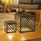 Lot de 2 Lanternes cubes solaires en polyrotin gris LED blanc chaud LOUY H26cm et H16cm - REDDECO.com