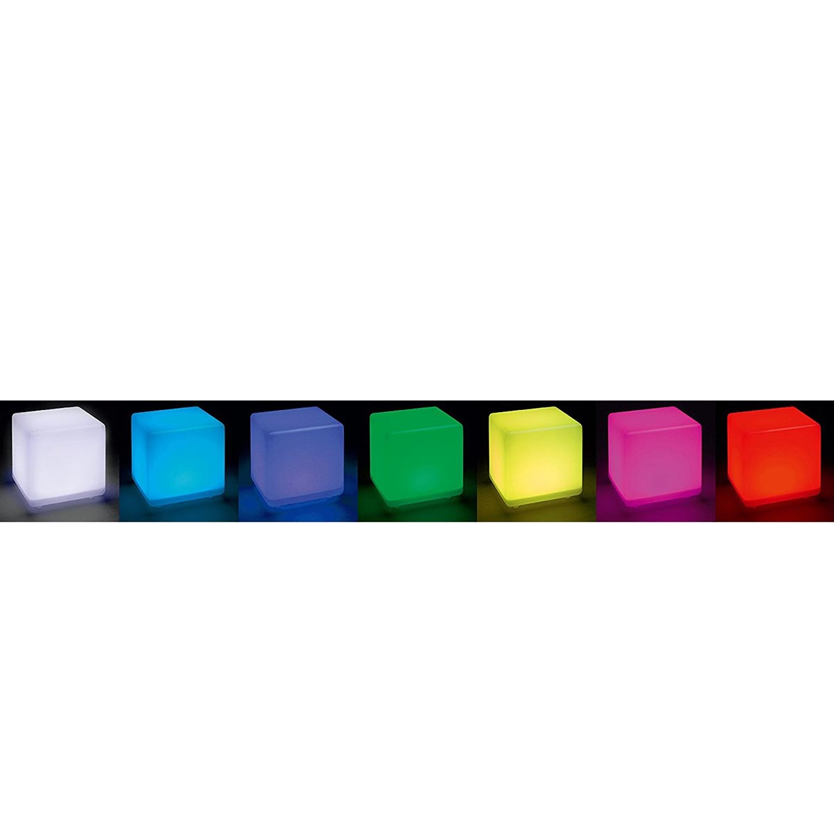 Cube solaire lumineux tabouret table basse LED blanc/multicolore CASY H30cm - REDDECO.com