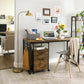 Bureau GORDON table poste de travail avec 8 crochets 140 x 60 x 75 cm pour bureau salon chambre assemblage simple métal style industriel marron rustique et noir