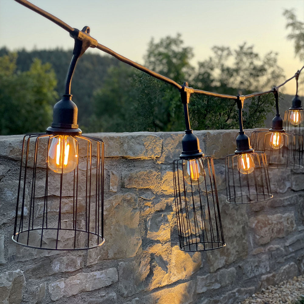 Guirlande lumineuse extérieur avec abat-jour en métal 10 ampoules