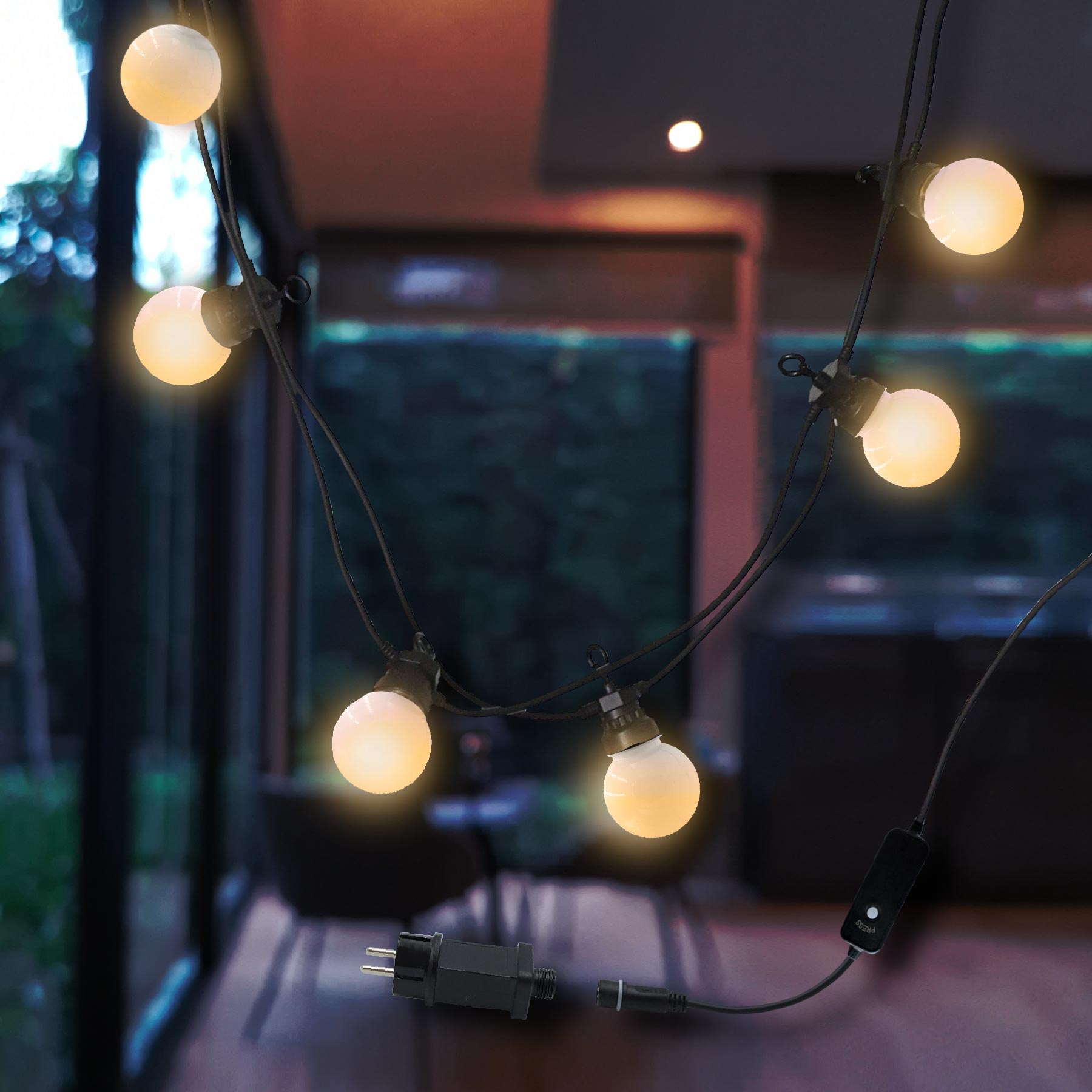 Guirlande guinguette ampoule 15 LEDs blanc chaud et multicolore 3,7 m -  Éclairage extérieur - Luminaire exterieur - Jardin et Plein air