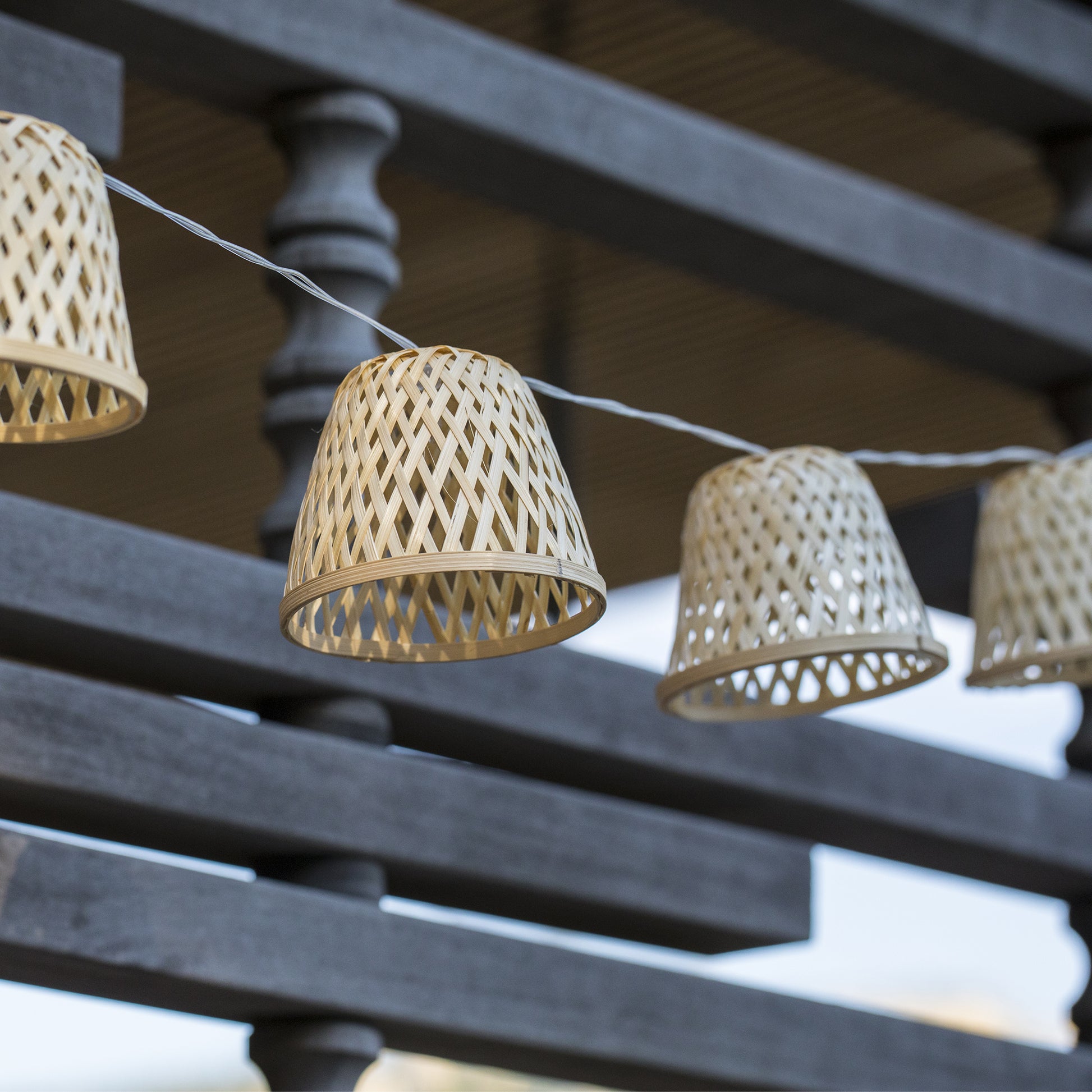 AURORA Guirlande lumineuse d'extérieur Bambou/Rotin/Jute 10 lumières LED  naturel New Garden - LightOnline