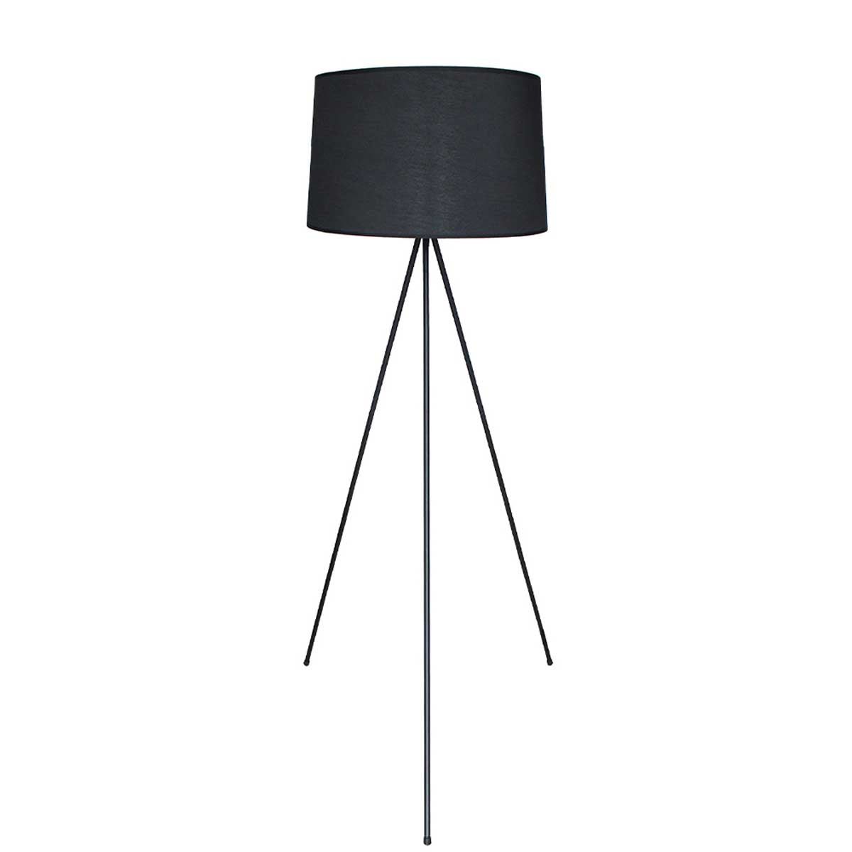 Tripod floor lamp ELLIA BLACK black fabric shade and metal foot with E27 socket H140 cm