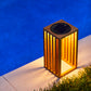 Lanterne solaire décorative LED blanc chaud CHENNAI en bois teck massif  H30cm