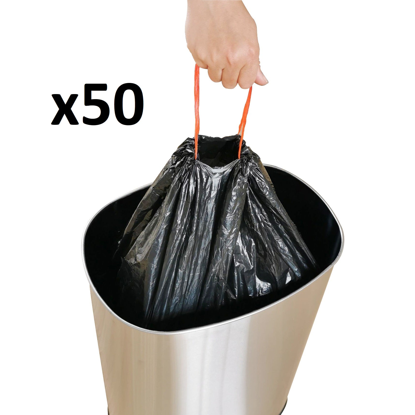 Lot de 50 sacs poubelles 60L avec lien coulissant Ultra résistants - REDDECO.com