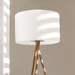 Lampadaire trépied sans fil design scandinave couleur bois extérieur LED blanc chaud/blanc dimmable TAMBOURY WOOD H155cm - REDDECO.com
