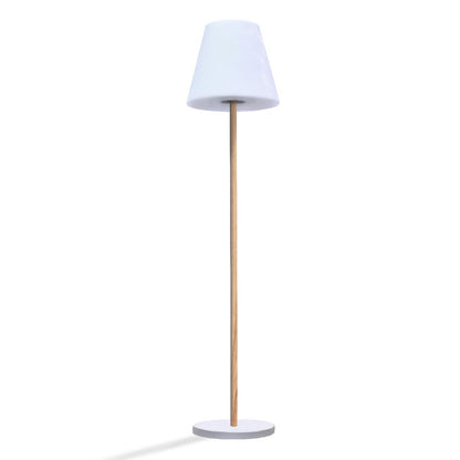 Lampadaire lumineux solaire et rechargeable pied métal couleur bois design scandinave LED blanc chaud/blanc dimmable STANDY WOOD SOLAR H150cm - REDDECO.com