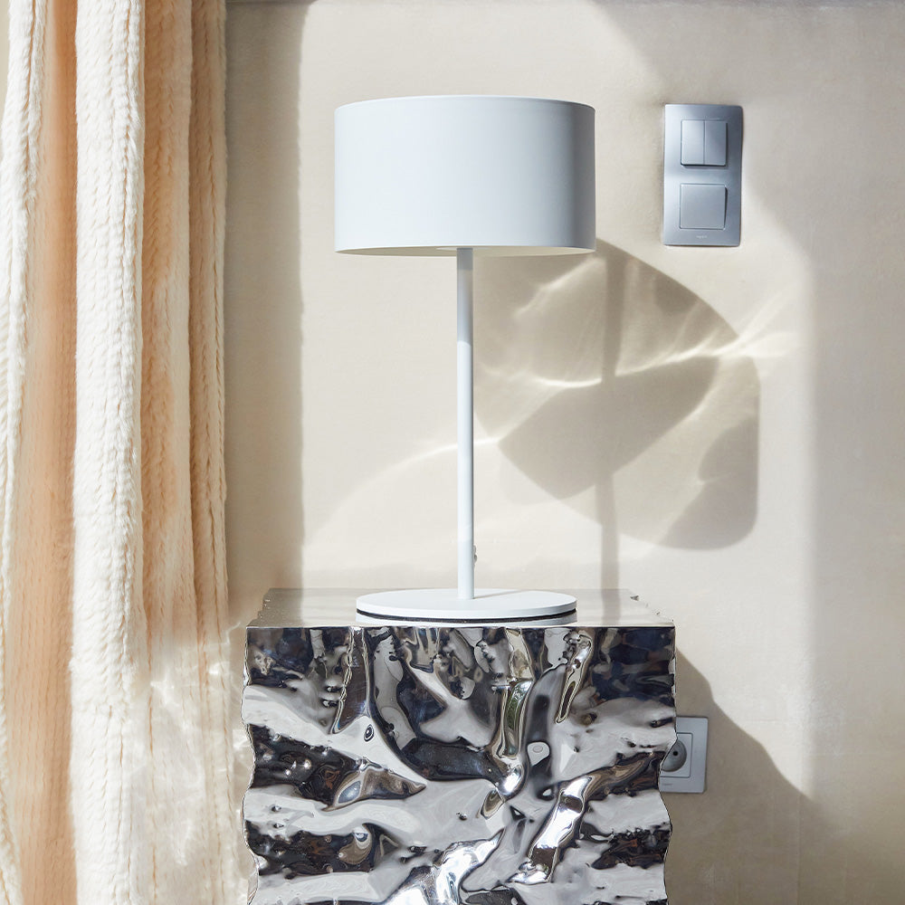 Lampe de table sans fil en aluminium blanc LED blanc chaud MALLY H50cm