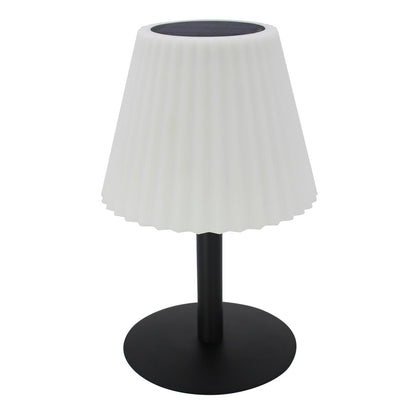 Lampe de table solaire 2 en 1 à planter ou à poser pied metal abat-jour ondulé LED blanc dimmable BOUFFANT H62cm - REDDECO.com