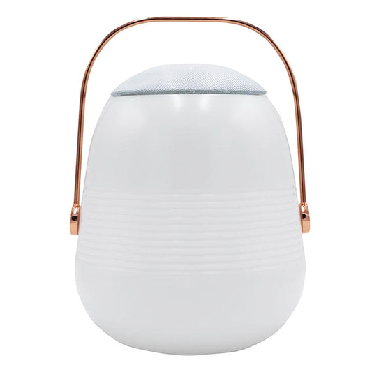 Lampe enceinte bluetooth sans fil poignée cuivre LED blanc/multicolore dimmable BOB STATION H33cm avec télécommande - REDDECO.com